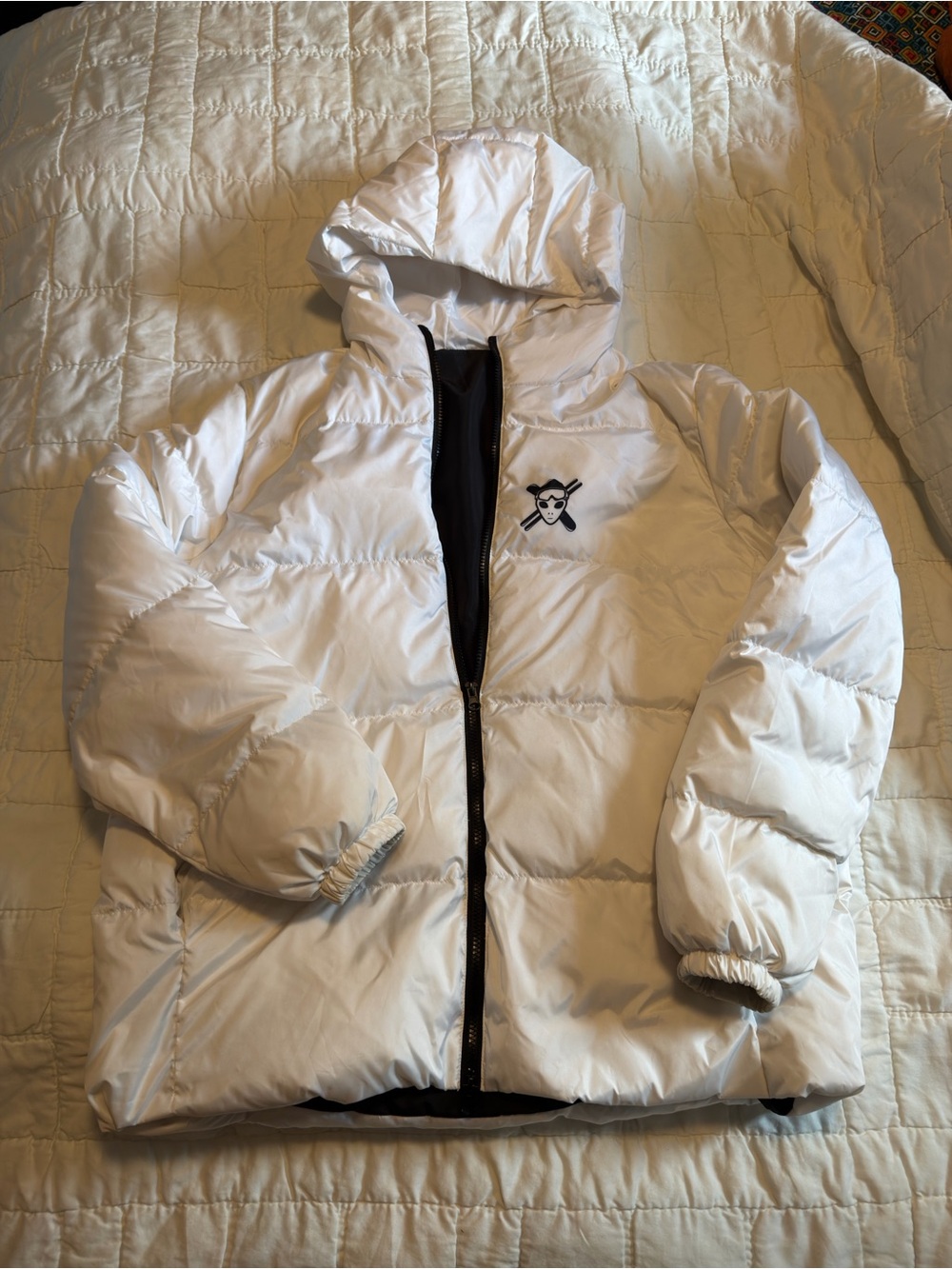 White Puffy Ski and Board coat